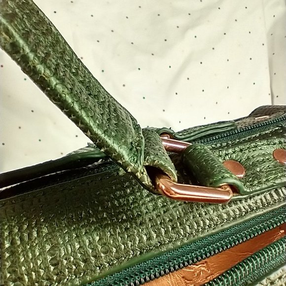 La Gioe Di Toscana By Sharon Gioe Green Leather Satchel Travel Bag - Picture 9 of 16